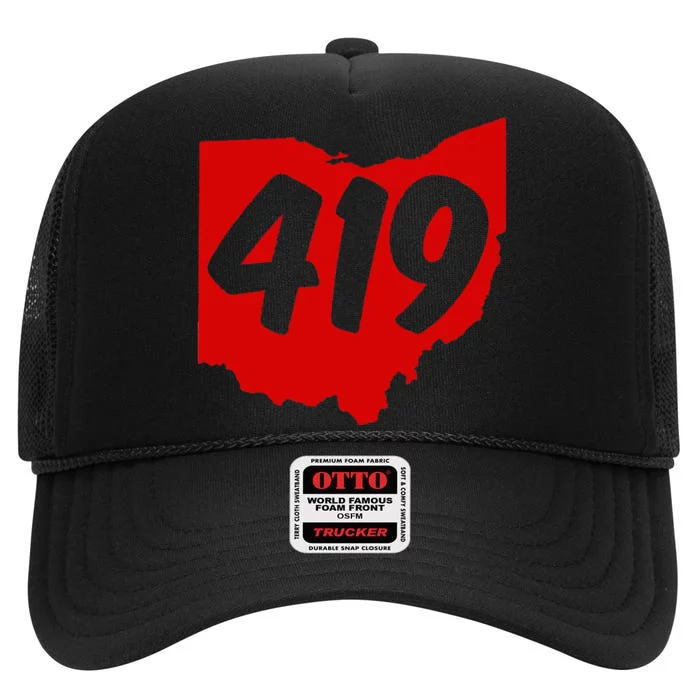 Toledo Sandusky Mansfield 419 Area Code Ohio High Crown Mesh Trucker Hat