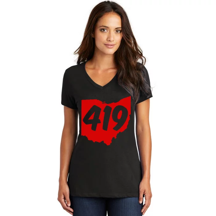 Toledo Sandusky Mansfield 419 Area Code Ohio Women's V-Neck T-Shirt