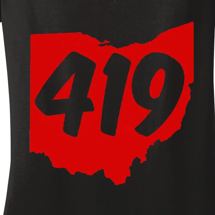 Toledo Sandusky Mansfield 419 Area Code Ohio Women's V-Neck T-Shirt