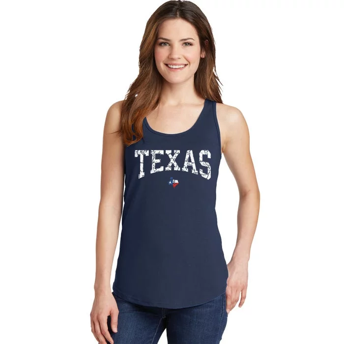 Texas State Map Flag Distressed Ladies Essential Tank