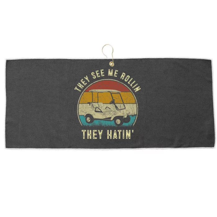 They See Me Rollin They Hatin Funny Golf Cart Meme Large Microfiber Waffle Golf Towel