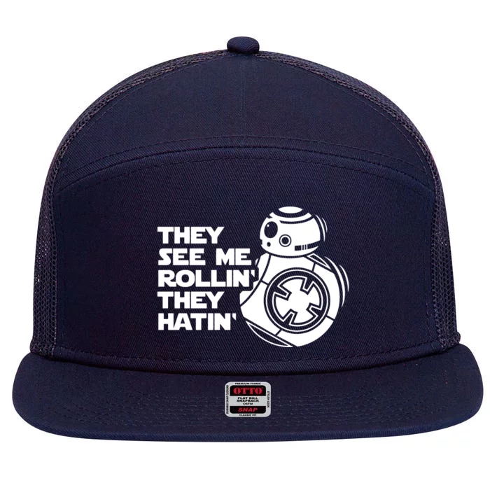 They See Me Rollin They Hatin 7 Panel Mesh Trucker Snapback Hat