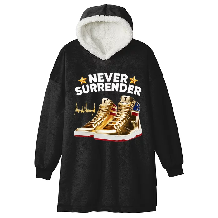 Trump Sneakers Never Surrender Hooded Wearable Blanket