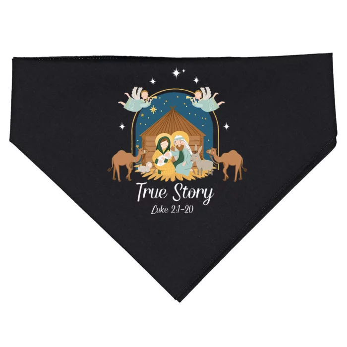 True Story Nativity Scene Christmas Baby Jesus Christian USA-Made Doggie Bandana