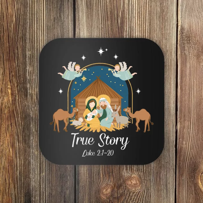 True Story Nativity Scene Christmas Baby Jesus Christian Coaster