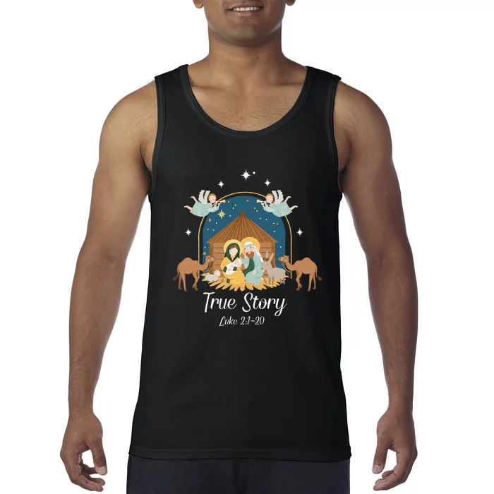 True Story Nativity Scene Christmas Baby Jesus Christian Tank Top