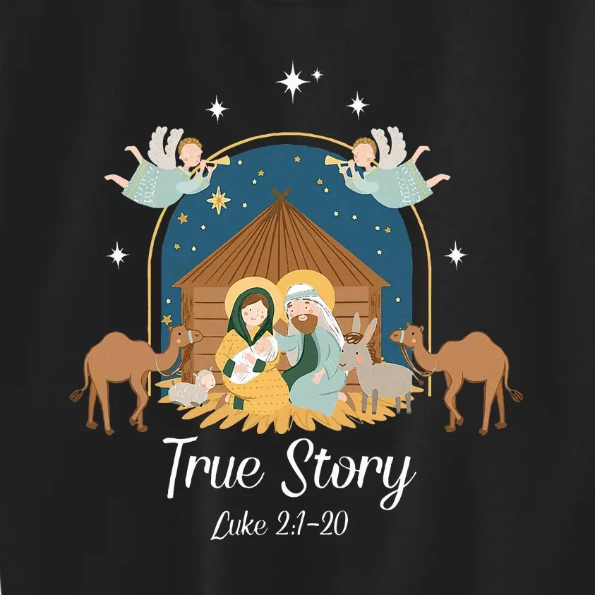 True Story Nativity Scene Christmas Baby Jesus Christian Kids Sweatshirt