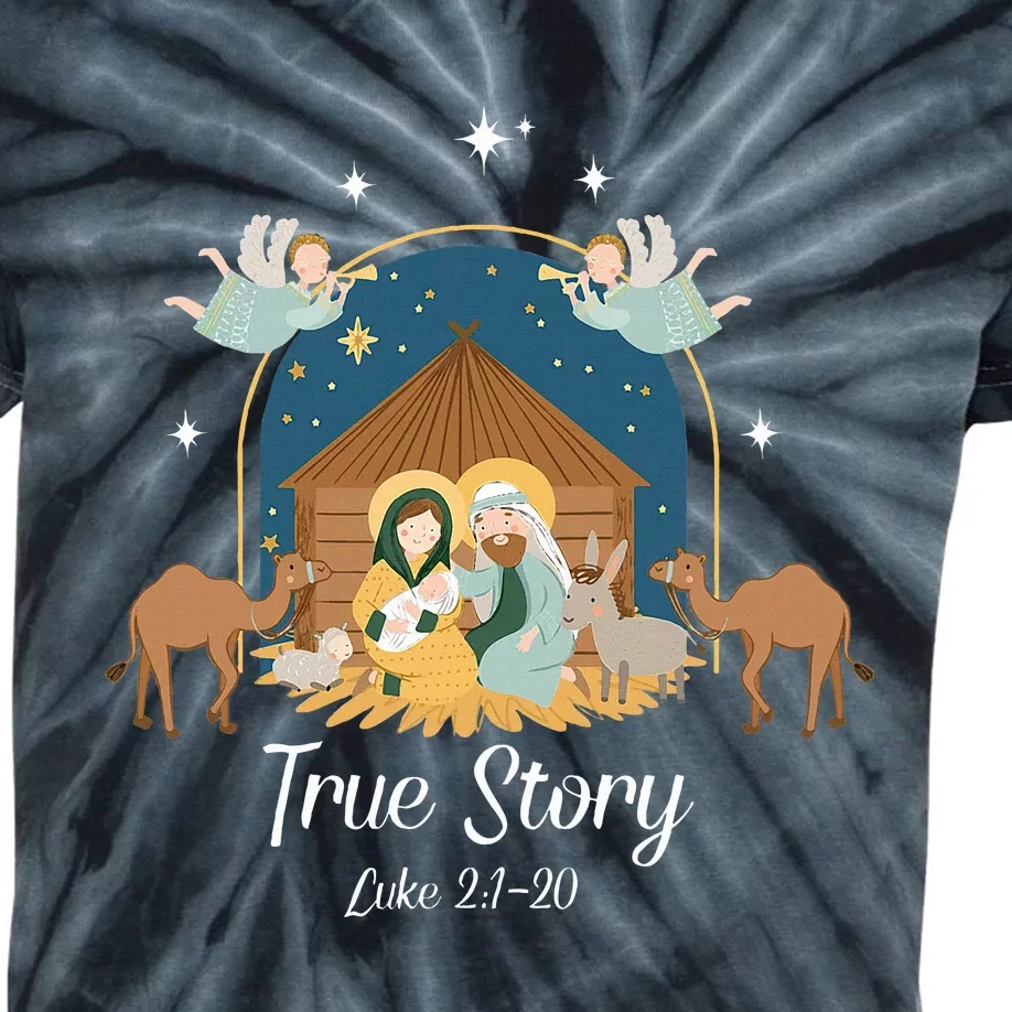 True Story Nativity Scene Christmas Baby Jesus Christian Kids Tie-Dye T-Shirt