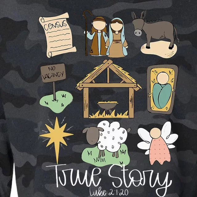 True Story Nativity Christmas Baby God Jesus Christian Cropped Pullover Crew