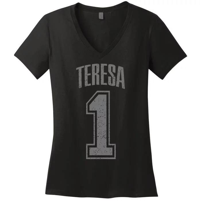 Teresa Supporter Number 1 Biggest Fan Women's V-Neck T-Shirt