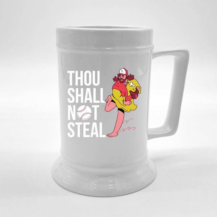 Thou Shall Not Steal Baseball Gift Front & Back Beer Stein