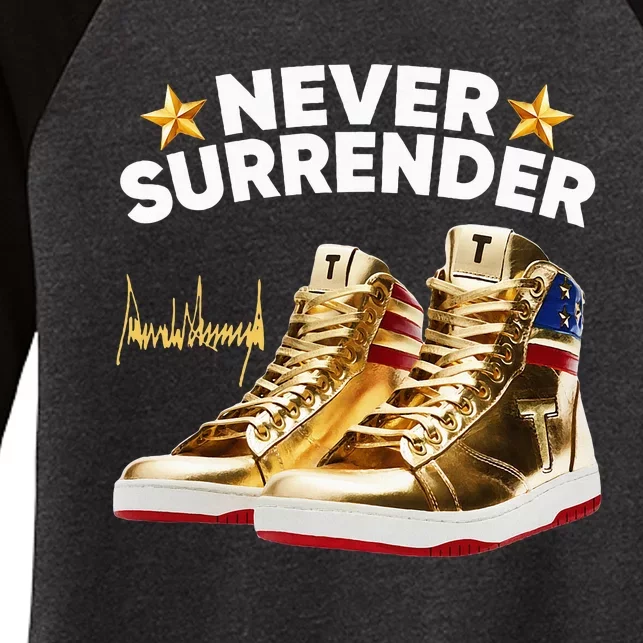 Trump Sneakers Never Surrender Women's Tri-Blend 3/4-Sleeve Raglan Shirt