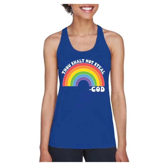 Thou Shall Not Steal Exodus 20:15 Rainbow Shalt Not Steal Gift Women's Racerback Tank