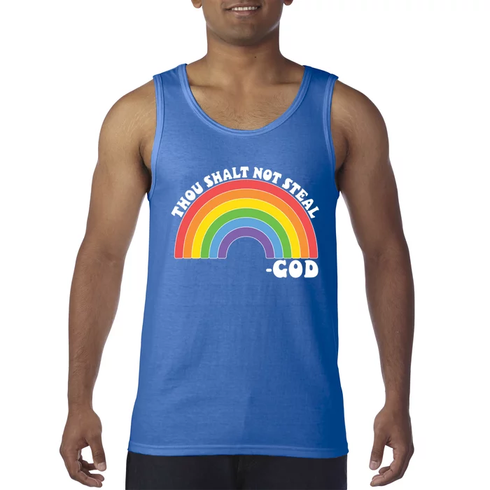 Thou Shall Not Steal Exodus 20:15 Rainbow Shalt Not Steal Gift Tank Top