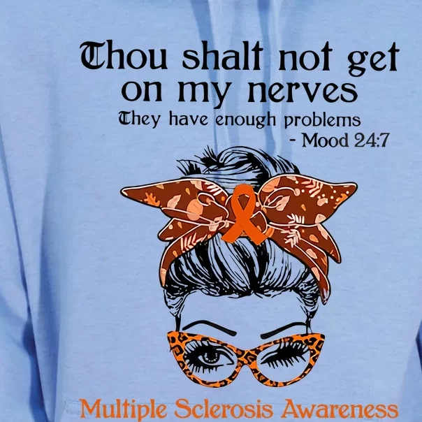 Thou Shalt Not Get On My Nerves Multiple Sclerosis Awareness Messy Bun MS Unisex Surf Hoodie