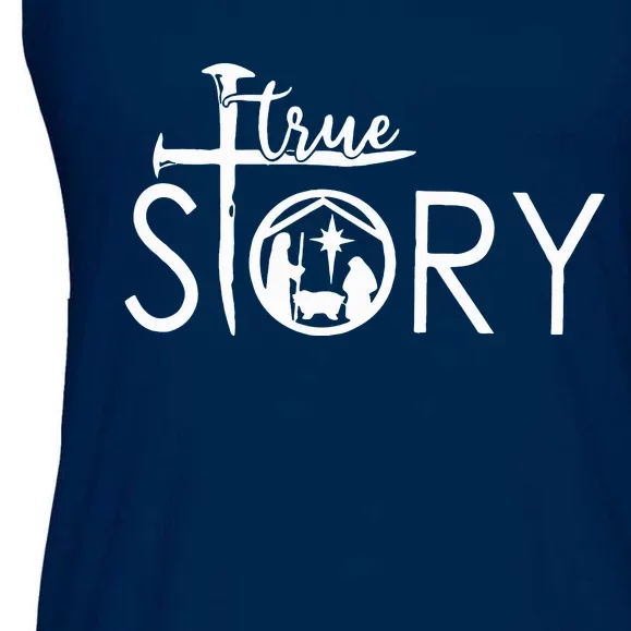 True Story Nativity Christian Christmas Ladies Essential Flowy Tank