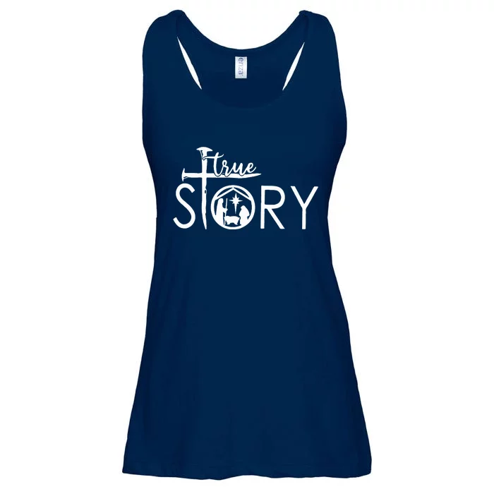 True Story Nativity Christian Christmas Ladies Essential Flowy Tank