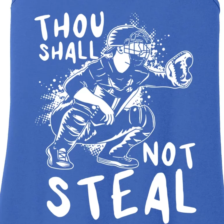 Thou Shall Not Steal Softball Catcher Gift Ladies Essential Tank