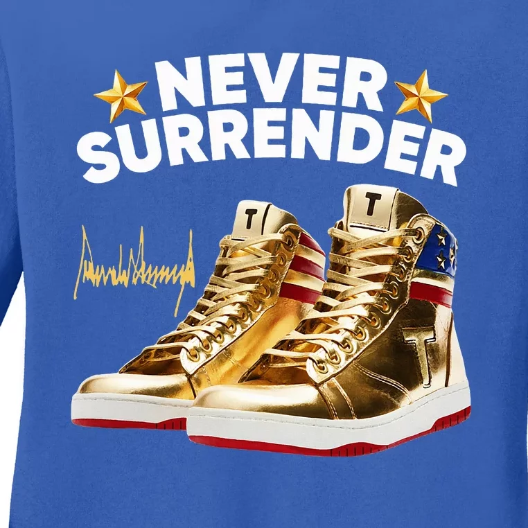 Trump Sneakers Never Surrender Ladies Long Sleeve Shirt