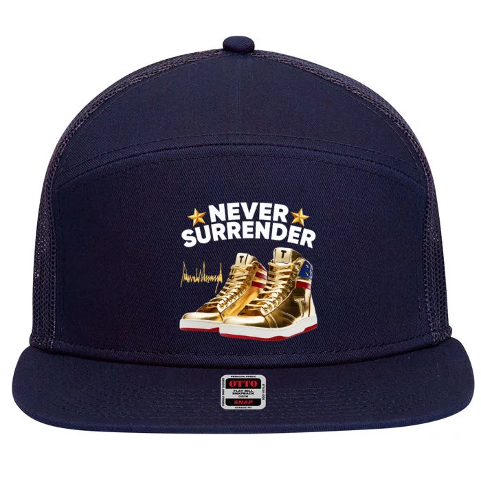 Trump Sneakers Never Surrender 7 Panel Mesh Trucker Snapback Hat