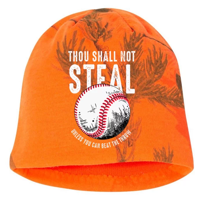 Thou Shall Not Steal Unless You Can Beat The Throw Baseball Kati - Camo Knit Beanie