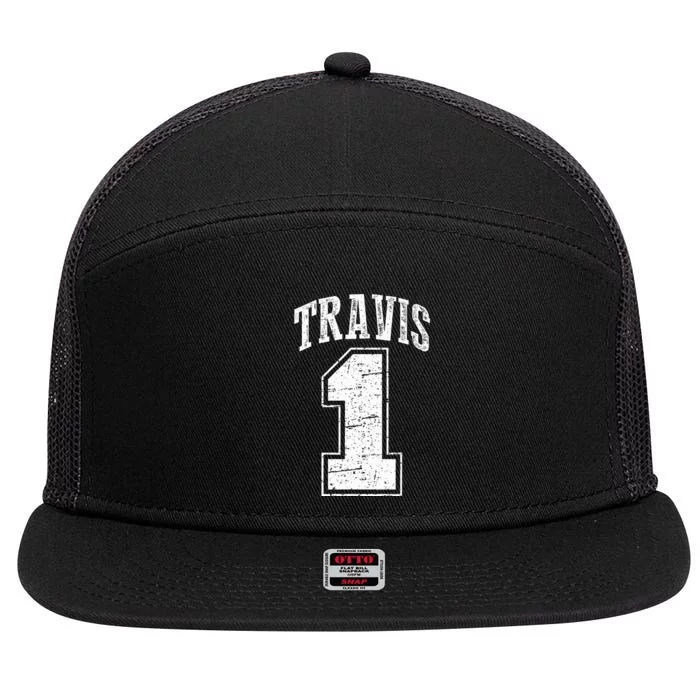 Travis Supporter Number 1 Vintage Travis 7 Panel Mesh Trucker Snapback Hat