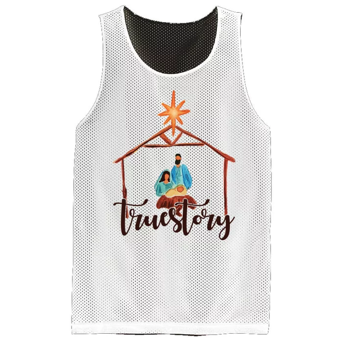 True Story Nativity Mary And Jesus Mesh Reversible Basketball Jersey Tank