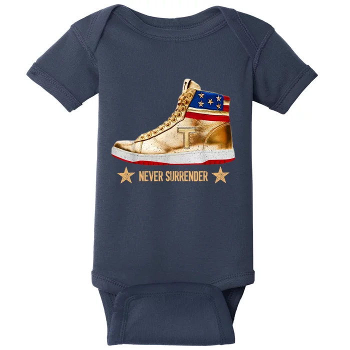 Trump Sneakers Never Surrender Pro Trump Baby Bodysuit