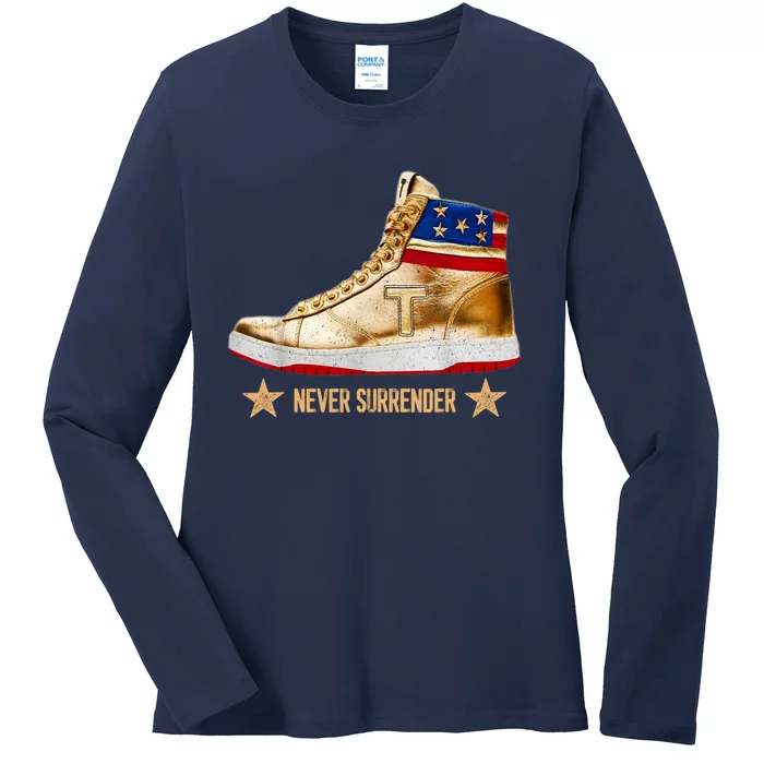 Trump Sneakers Never Surrender Pro Trump Ladies Long Sleeve Shirt