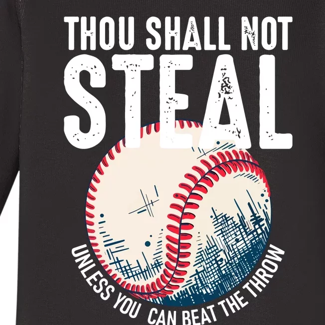 Thou Shall Not Steal Baseball Baby Long Sleeve Bodysuit