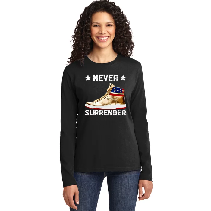 Trump Sneakers Never Surrender Pro Trump Ladies Long Sleeve Shirt