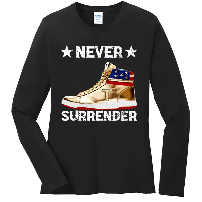 Trump Sneakers Never Surrender Pro Trump Ladies Long Sleeve Shirt