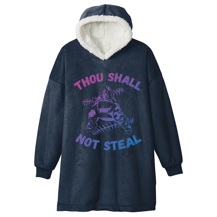 Thou Shall Not Steal Softball Or Baseball Gift Hooded Wearable Blanket