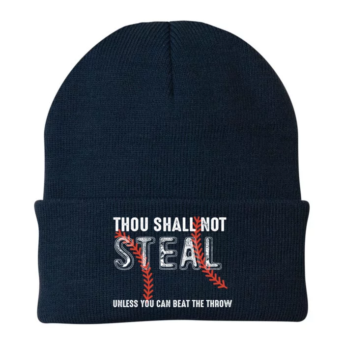 Thou Shall Not Steal Unless You Can Beat The Throw Baseball Gift Knit Cap Winter Beanie