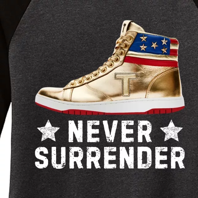 Trump Sneakers Never Surrender Pro Trump Women's Tri-Blend 3/4-Sleeve Raglan Shirt