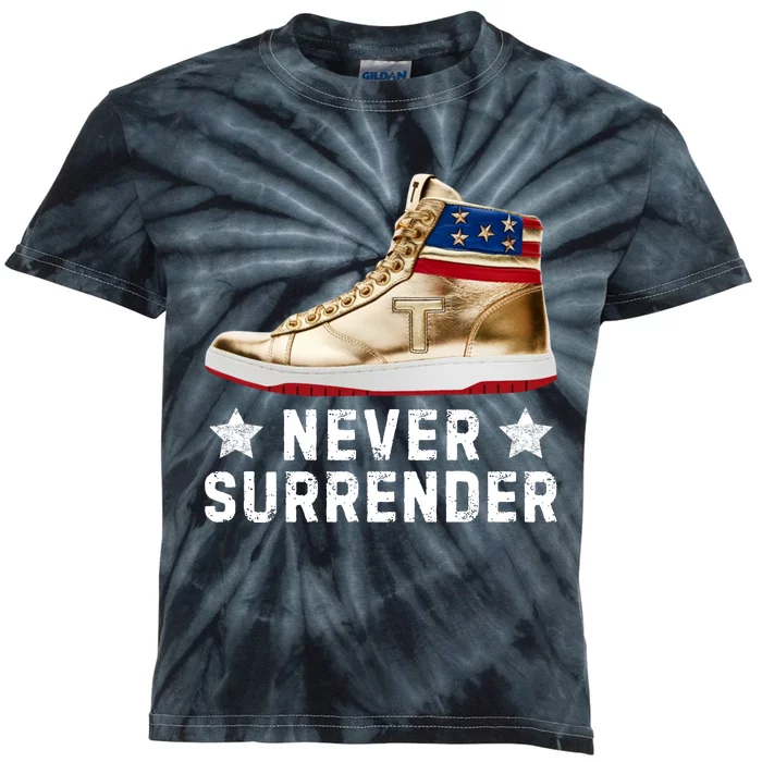 Trump Sneakers Never Surrender Pro Trump Kids Tie-Dye T-Shirt