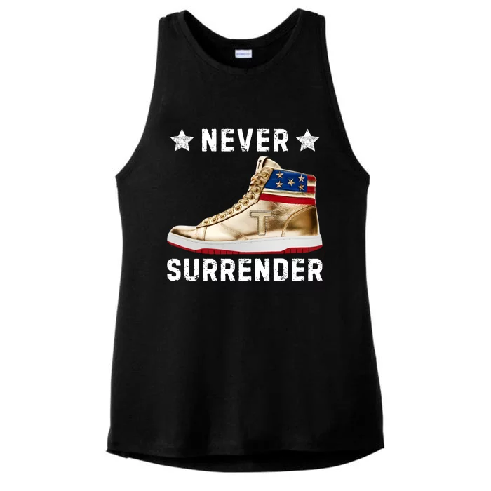 Trump Sneakers Never Surrender Pro Trump Ladies Tri-Blend Wicking Tank