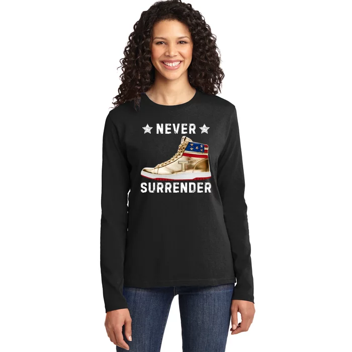 Trump Sneakers Never Surrender Pro Trump Ladies Long Sleeve Shirt