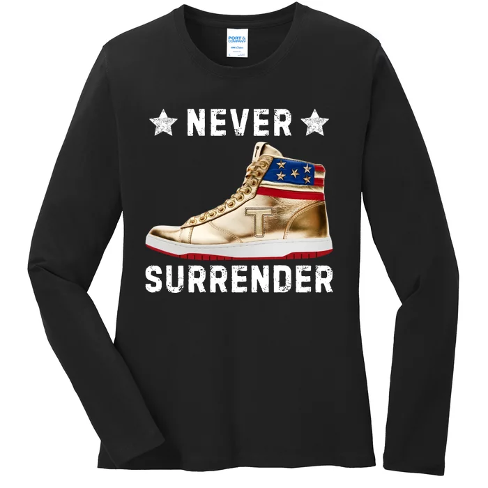 Trump Sneakers Never Surrender Pro Trump Ladies Long Sleeve Shirt