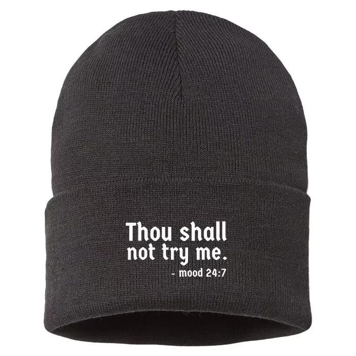 Thou Shall Not Try Me  Graphic Cute Funny Sustainable Knit Beanie