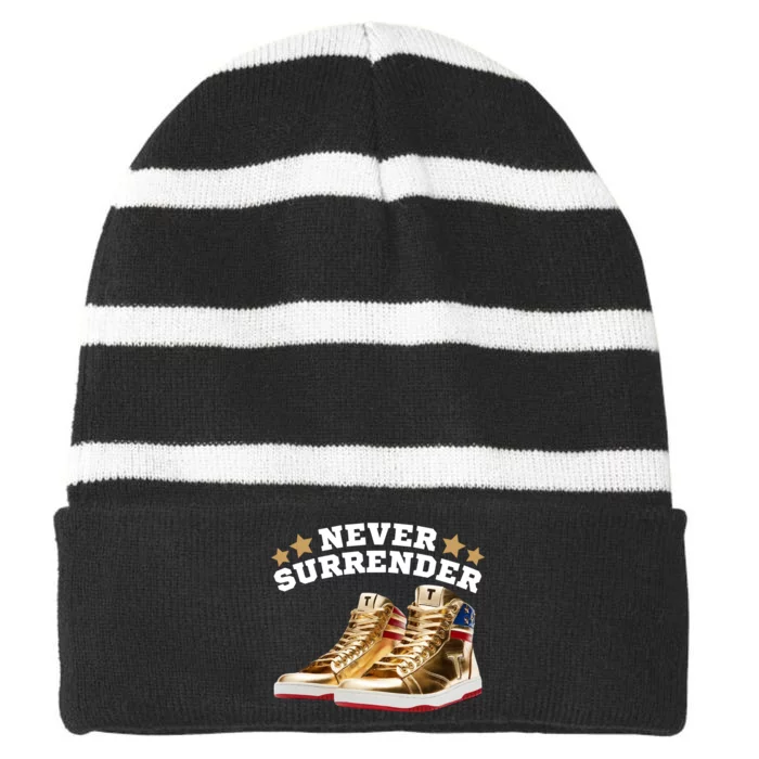 Trump Sneakers Never Surrender Striped Beanie with Solid Band