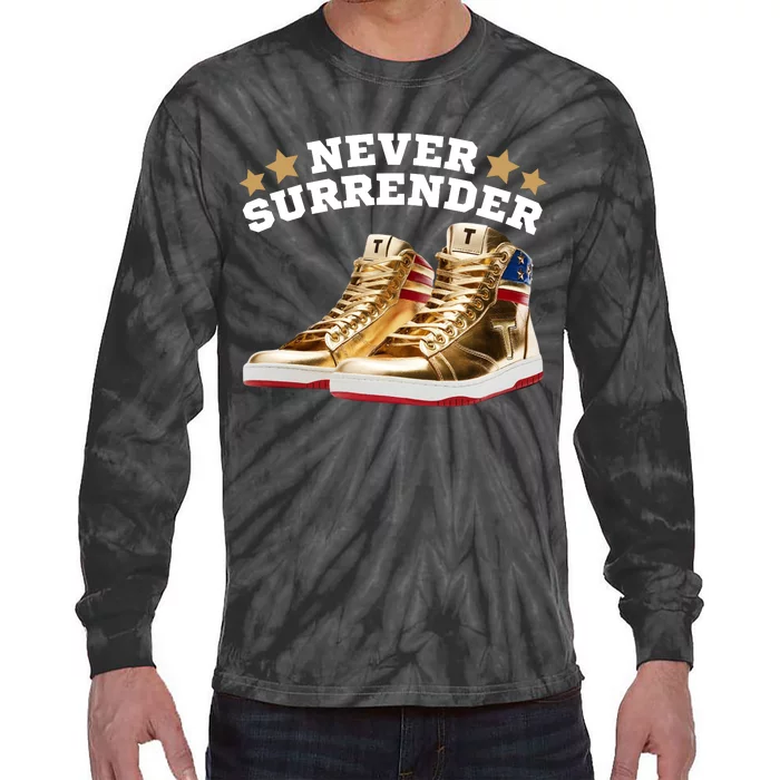 Trump Sneakers Never Surrender Tie-Dye Long Sleeve Shirt