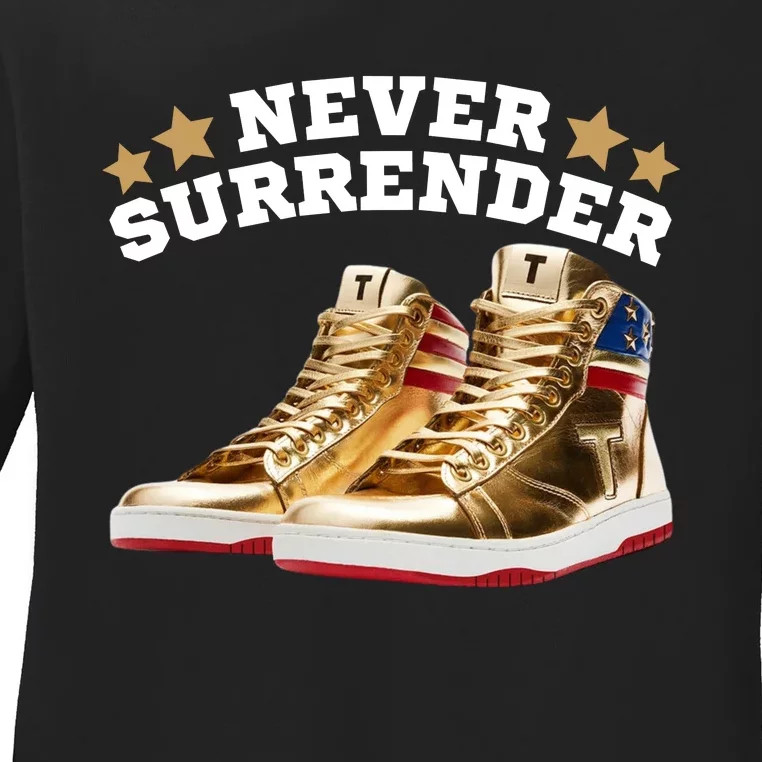 Trump Sneakers Never Surrender Ladies Long Sleeve Shirt