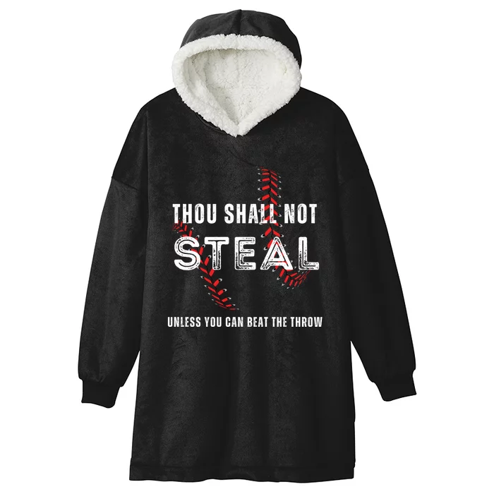 Thou Shall Not Steal Baseball Gift Hooded Wearable Blanket