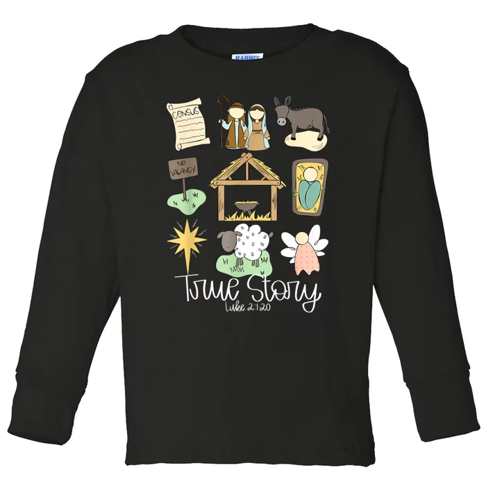 True Story Nativity Christmas Baby God Jesus Christian Toddler Long Sleeve Shirt