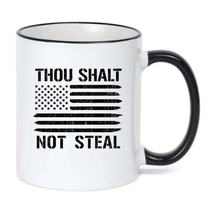 Thou Shalt Not Steal American Flag Baseball Softball Gift Black Color Changing Mug