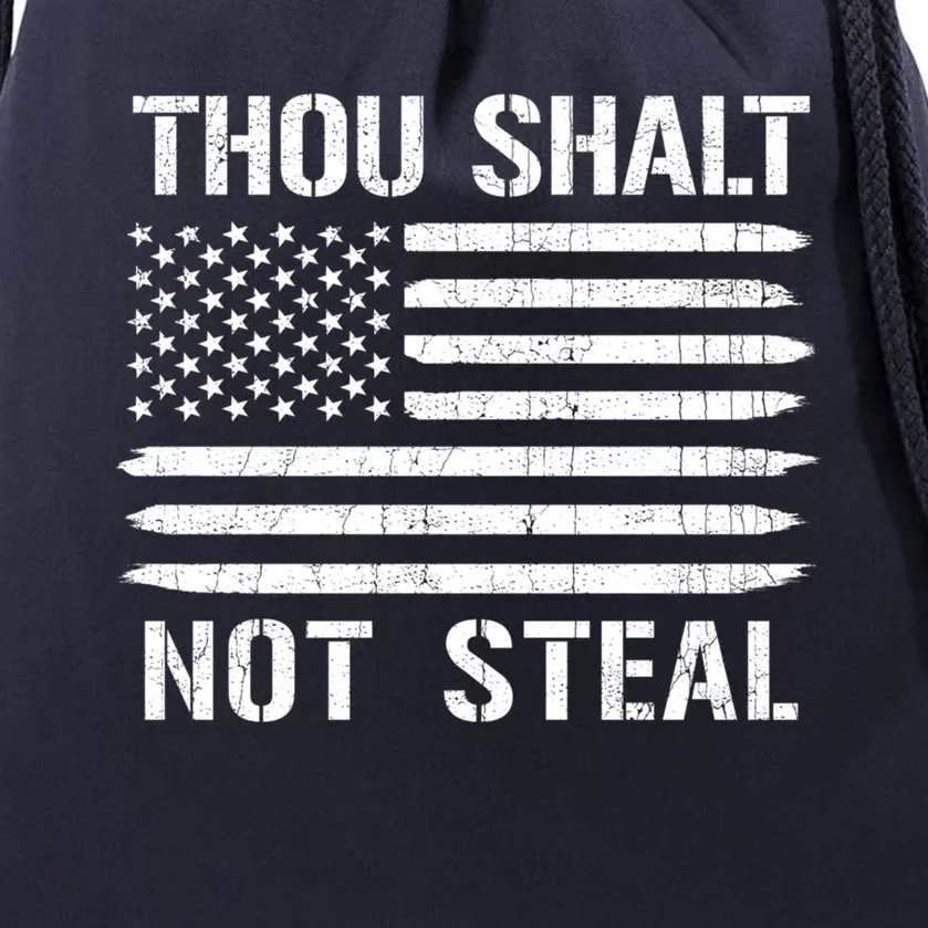 Thou Shalt Not Steal American Flag Baseball Softball Gift Drawstring Bag