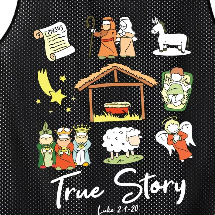 True Story Nativity Christmas Jesus Faith Based Christmas Mesh Reversible Basketball Jersey Tank