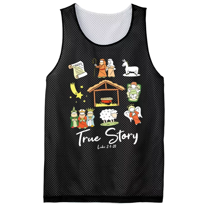 True Story Nativity Christmas Jesus Faith Based Christmas Mesh Reversible Basketball Jersey Tank