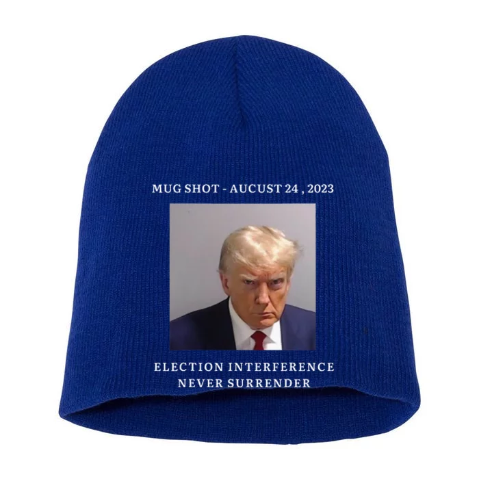 Trump Supporter Not Guilty Donald Trump Mugshot Short Acrylic Beanie